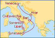 Ver o itiner�rio do Cruzeiro De Venecia a Roma