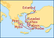 Ver o itiner�rio do Cruzeiro De Atenas a Estambul