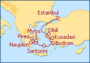 Ver o itiner�rio do Cruzeiro De Estambul a Atenas
