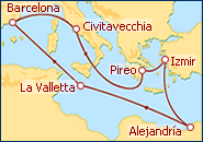 Ver o itiner�rio do Cruzeiro Barcelona e Mediterr�neo Cl�ssico