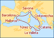 Ver o itiner�rio do Cruzeiro Mediterr�neo M�gico 2010