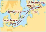 Ver o itiner�rio do Cruzeiro Estonia, Russia, Finl�ndia, Suecia