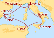 Ver o itiner�rio do Cruzeiro Ibiza, Tun�sia, Italia, Montecarlo