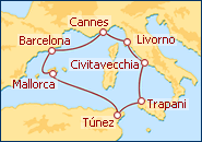 Ver o itiner�rio do Cruzeiro Hechizo del Mediterr�neo II