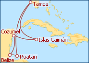 Ver o itiner�rio do Cruzeiro Ex�tico Caribe Oeste desde Tampa
