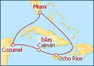 Ver o itiner�rio do Cruzeiro Caribe Oeste desde Miami