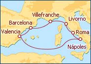 Ver o itiner�rio do Cruzeiro Tesouros do Mediterr�neo Ocean Pearl