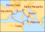 Ver o itiner�rio do Cruzeiro Glamour Mediterr�neo