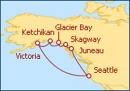 Ver o itiner�rio do Cruzeiro Alasca e Parque Nacional Glacier Bay