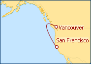Ver o itiner�rio do Cruzeiro S�o Francisco a Vancouver