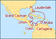 Ver o itiner�rio do Cruzeiro Canal do Panam�: Ida e volta desde Ft Lauderdale