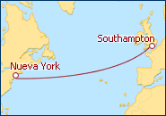 Ver o itiner�rio do Cruzeiro Transatl�ntico de Nova Iorque a Southampton