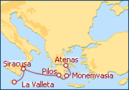 Ver o itiner�rio do Cruzeiro Gr�cia - Sicilia