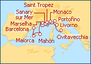 Ver o itiner�rio do Cruzeiro De Roma para Barcelona