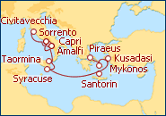 Ver o itiner�rio do Cruzeiro It�lia, Gr�cia, Turquia
