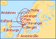 Ver o itiner�rio do Cruzeiro Holanda, Noruega, Esc�cia