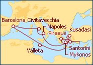 Ver o itiner�rio do Cruzeiro Italia, Gr�cia e Turquia