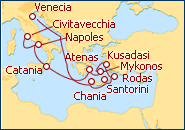 Ver o itiner�rio do Cruzeiro Mediterr�neo Oriental e Ilhas Gregas