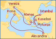 Ver o itiner�rio do Cruzeiro Aventura Mediterr�nea