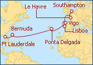 Ver o itiner�rio do Cruzeiro De Southampton � Fort Lauderdale 2012