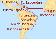Ver o itiner�rio do Cruzeiro Grande Aventura - por Buenos Aires