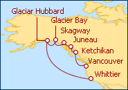 Ver o itiner�rio do Cruzeiro Golfo do Alasca de Whittier � Vancouver    2012