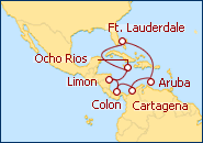 Ver o itiner�rio do Cruzeiro Canal do Panam� - Ida/Volta desde Fort Lauderdale 2012/2013