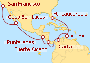 Ver o itiner�rio do Cruzeiro Canal do Panam� - De S�o Francisco � Ft. Lauderdale