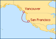 Ver o itiner�rio do Cruzeiro Mini-Cruzeiro - de Vancouver a S�o Francisco
