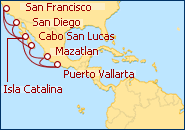 Ver o itiner�rio do Cruzeiro Riviera Mexicana - Desde S�o Francisco