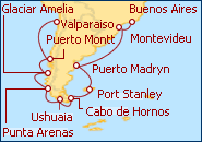 Ver o itiner�rio do Cruzeiro Cabo de Hornos e Estreito de Magalh�es  2013