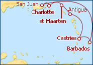 Ver o itiner�rio do Cruzeiro Porto Rico, Barbados e Antilhas