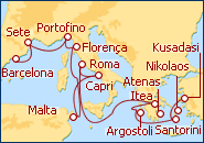Ver o itiner�rio do Cruzeiro Grande Aventura desde Barcelona a Atenas