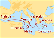 Ver o itiner�rio do Cruzeiro De Atenas a M�laga 2012