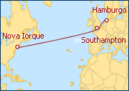 Ver o itiner�rio do Cruzeiro Transatl�ntico de Nova Iorque a Hamburgo