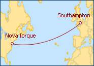 Ver o itiner�rio do Cruzeiro Transatl�ntico de Southampton a Nova Iorque
