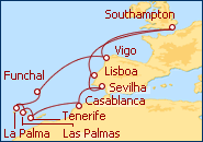 Ver o itiner�rio do Cruzeiro Ilhas Can�rias desde Southampton