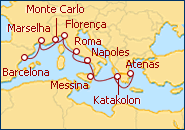 Ver o itiner�rio do Cruzeiro J�ias do Mediterr�neo I