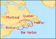 Ver o itiner�rio do Cruzeiro De Boston a Montreal
