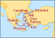 Ver o itiner�rio do Cruzeiro Ilhas gregas e Turquia 