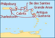 Ver o itiner�rio do Cruzeiro Ilhas Leeward: ida e volta desde St. Maarten