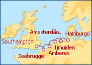 Ver o itiner�rio do Cruzeiro Norte da Europa Hamburgo - Southampton