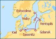 Ver o itiner�rio do Cruzeiro Norte da Europa Kiel - Estocolmo 