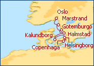 Ver o itiner�rio do Cruzeiro Norte da Europa Oslo - Copenhaga