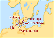 Ver o itiner�rio do Cruzeiro Norte da Europa Warnemunde - Kiel