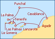 Ver o itiner�rio do Cruzeiro Ilhas Can�rias, Marrocos e Portugal