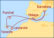 Ver o itiner�rio do Cruzeiro Canarias desde Barcelona 