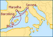 Ver o itiner�rio do Cruzeiro Ibiza, Fran�a