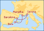 Ver o itiner�rio do Cruzeiro Ibiza, Fran�a