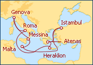 Ver o itiner�rio do Cruzeiro It�lia, Gr�cia, Turquia, Malta